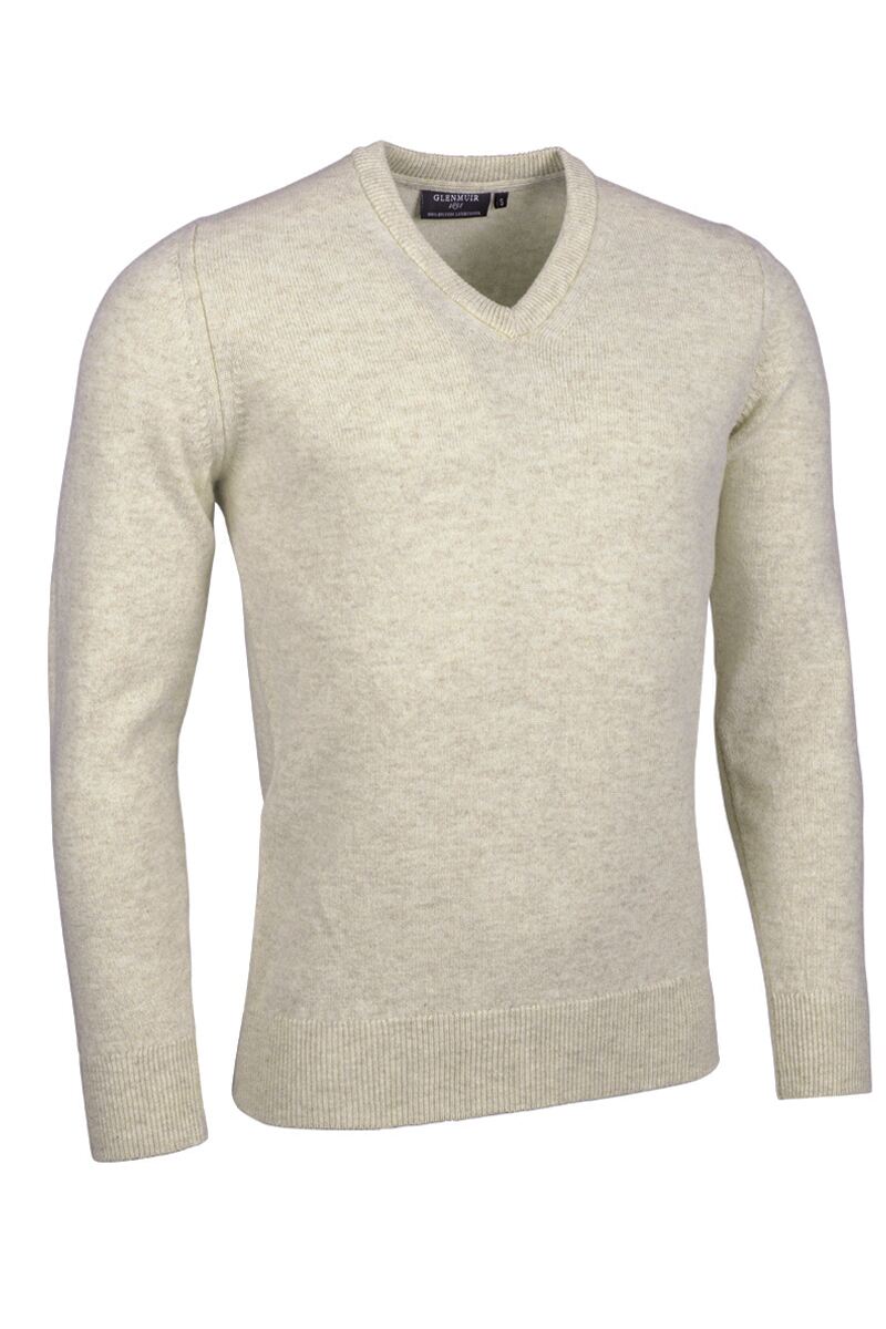 Mens V Neck Lambswool Midweight Golf Sweater