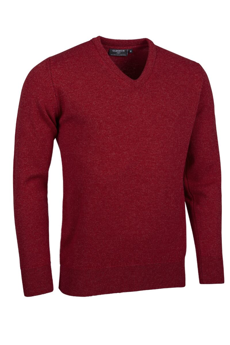 Mens V Neck Lambswool Midweight Golf Sweater
