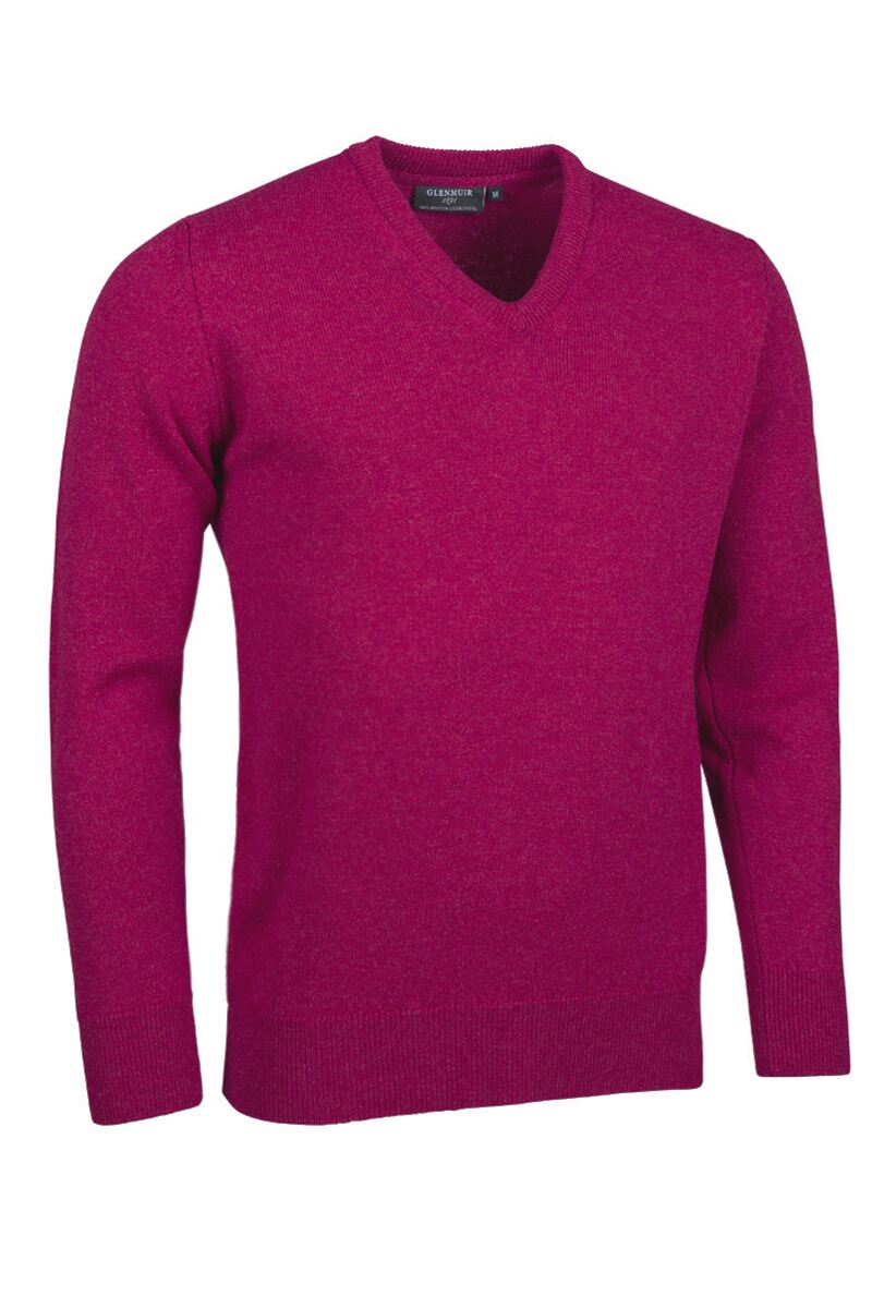 Mens V Neck Lambswool Midweight Golf Sweater