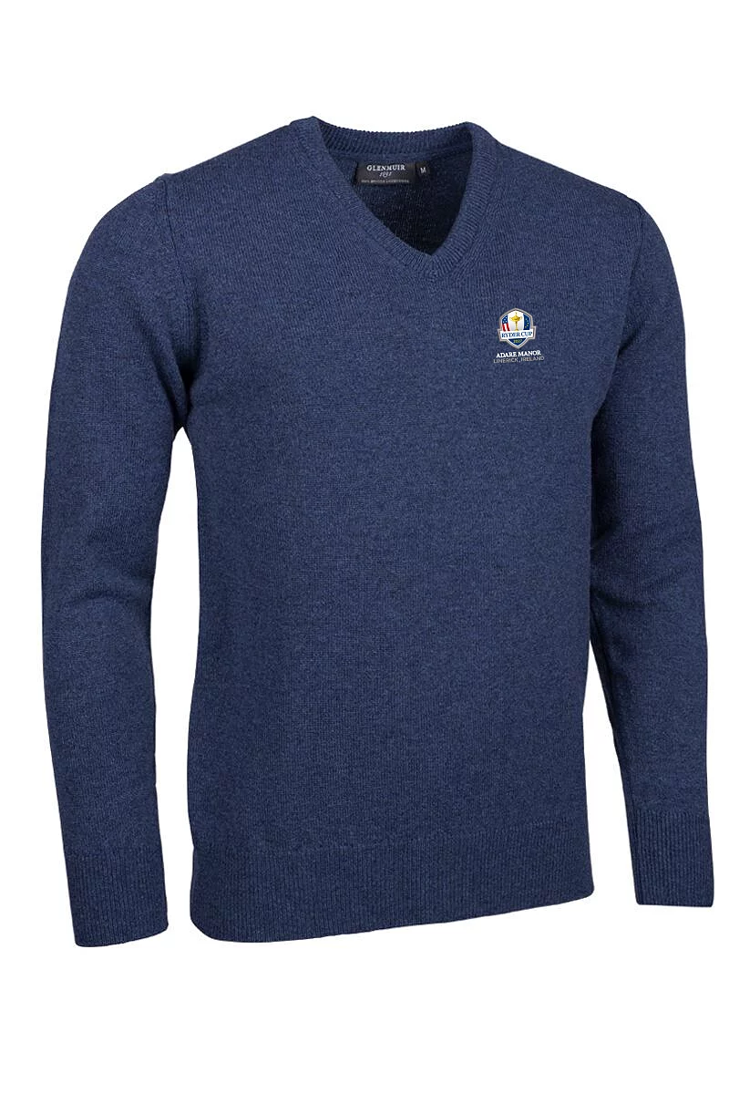 Official Ryder Cup 2027 Mens V Neck Lambswool Midweight Golf Sweater Rhapsody Marl S