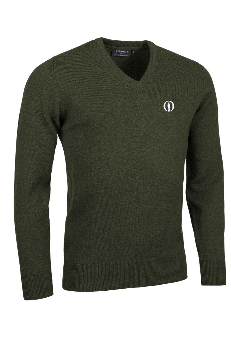 The Open Mens V Neck Lambswool Golf Sweater Seaweed Marl S