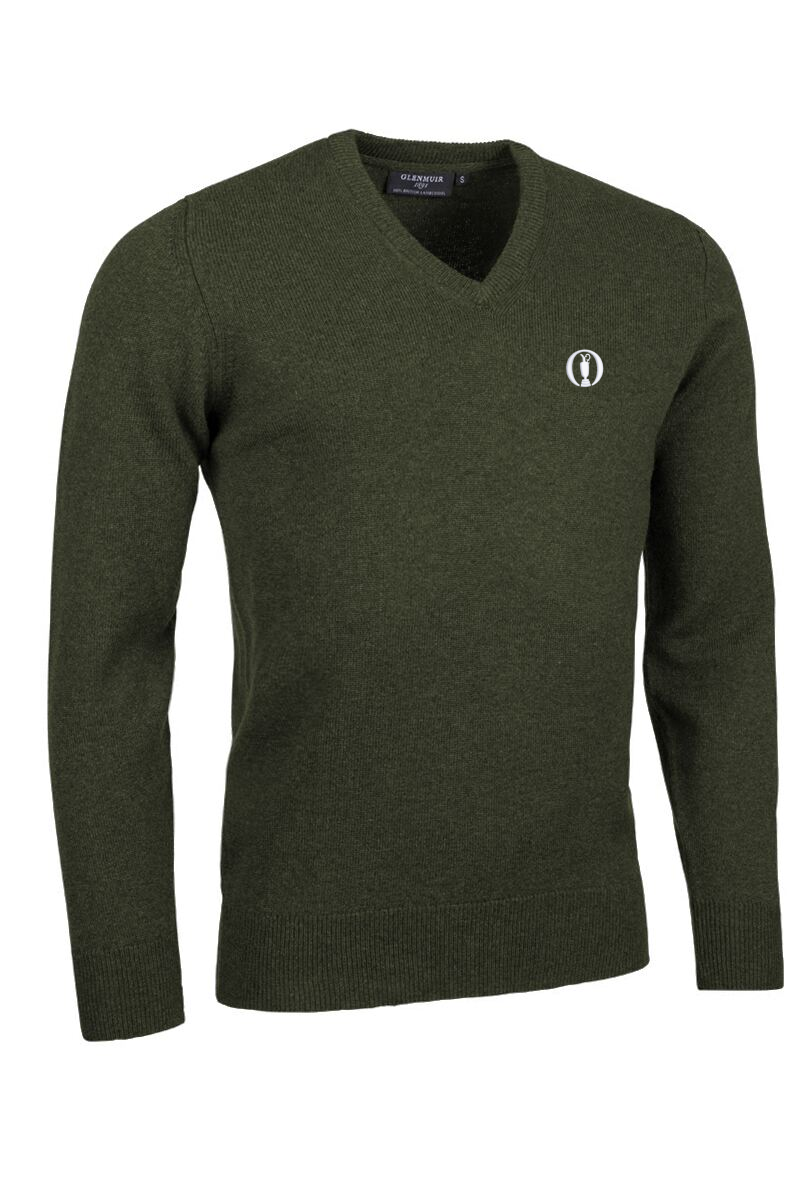The Open Mens V Neck Lambswool Midweight Golf Sweater