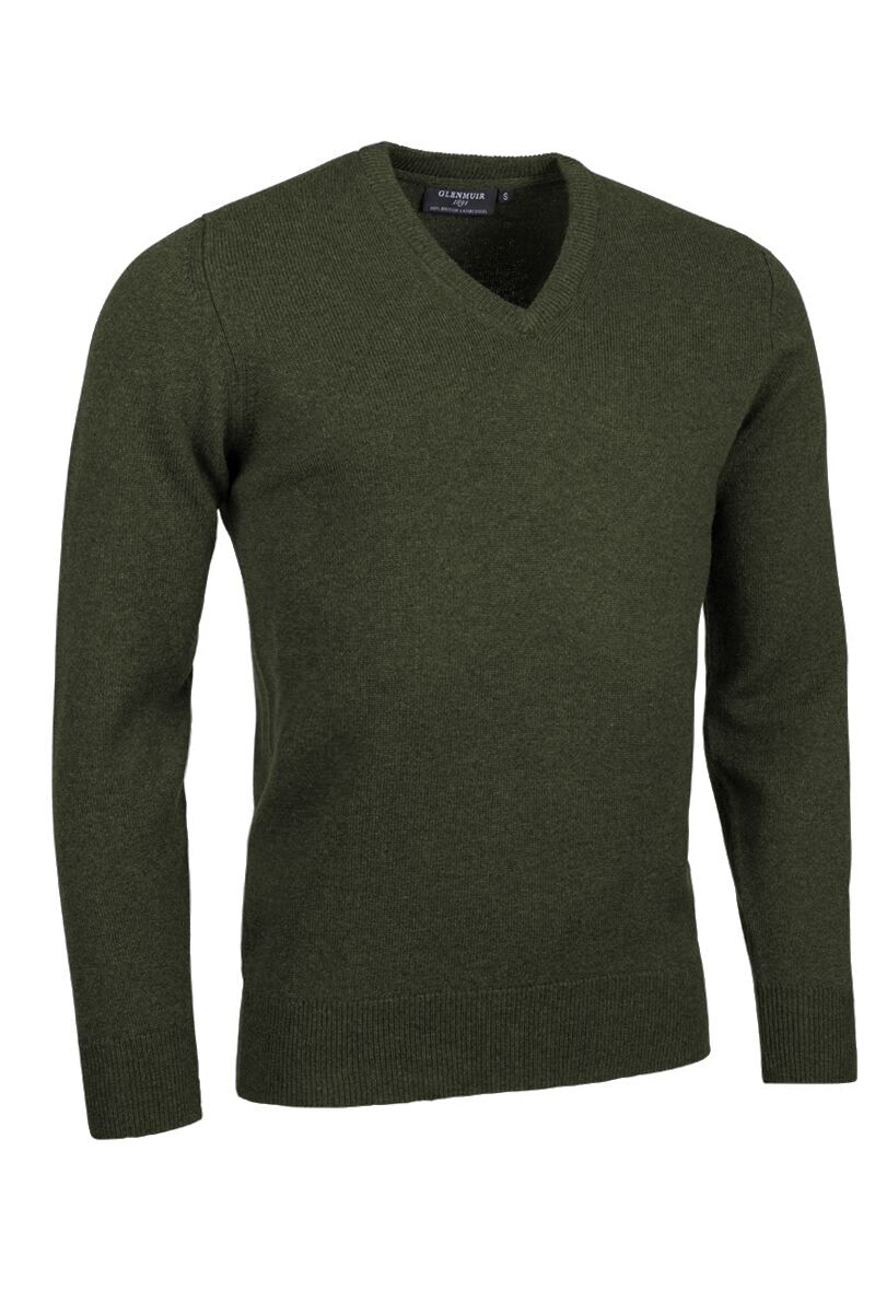 Mens V Neck Lambswool Midweight Golf Sweater