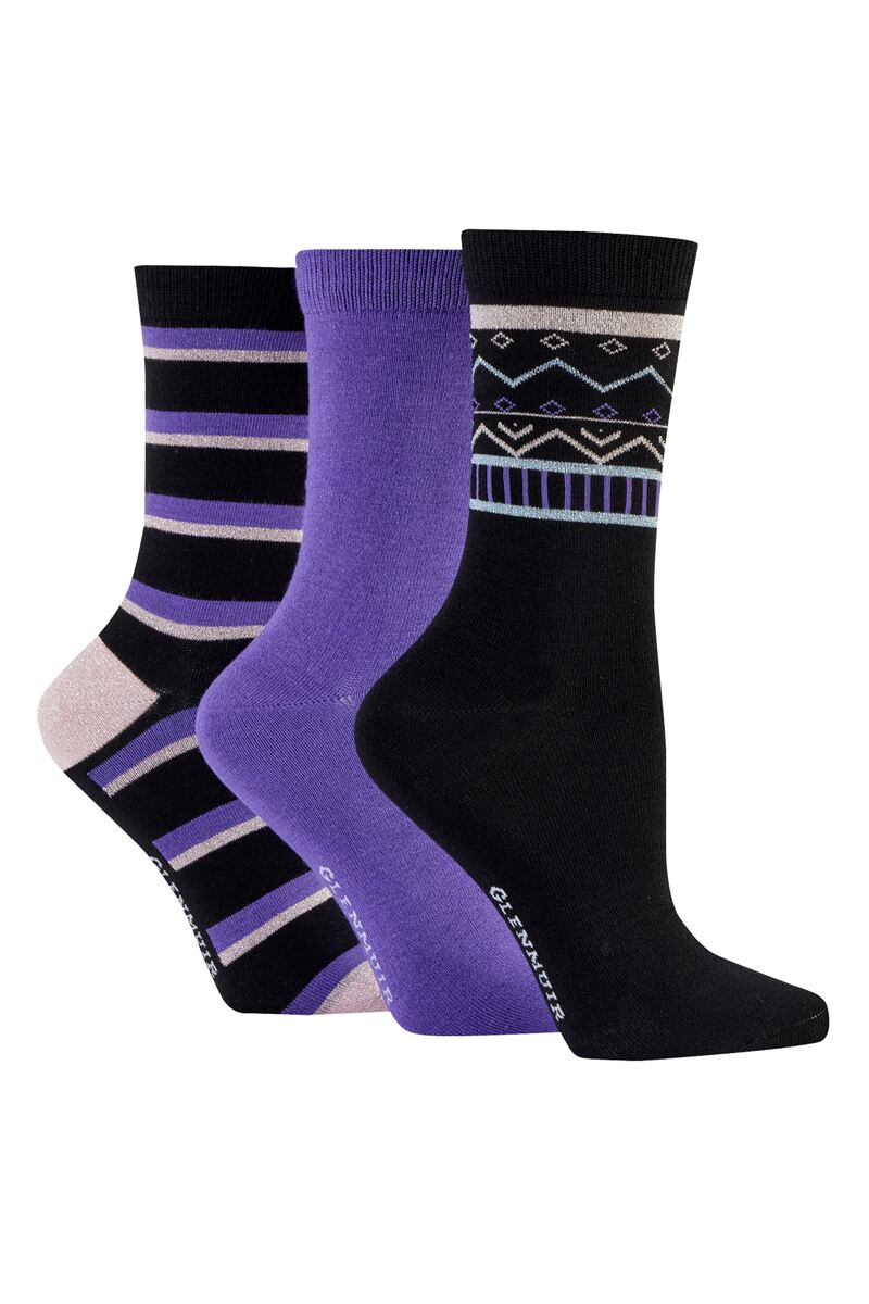 Ladies 3 Pair Patterned Bamboo Sock Gift Box