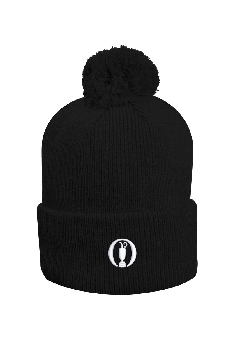 The Open Unisex Thermal Lined Turn Up Rib Merino Golf Bobble Hat