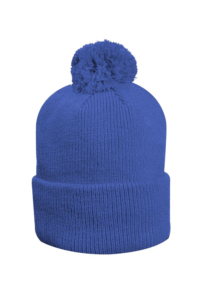 Mens And Ladies Thermal Lined Turn Up Rib Merino Golf Beanie Bobble Hat