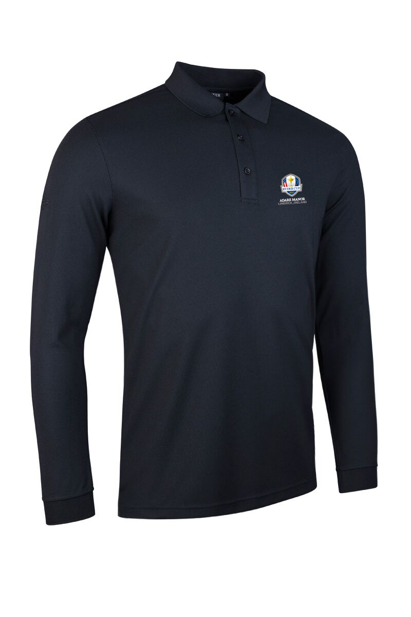 Official Ryder Cup 2027 Mens Long Sleeve Performance Pique Golf Polo Shirt