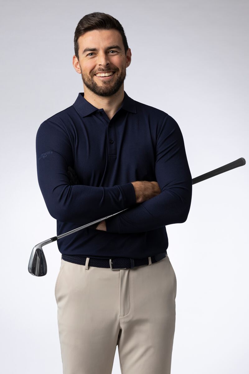 g.MAX Mens Long Sleeve Performance Pique Golf Polo Shirt