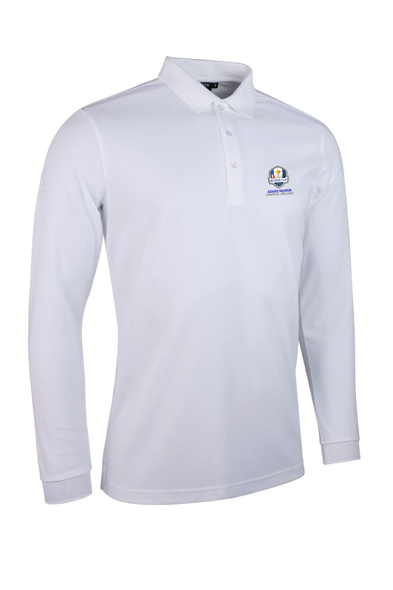 Official Ryder Cup 2027 Mens Long Sleeve Performance Pique Golf Polo Shirt