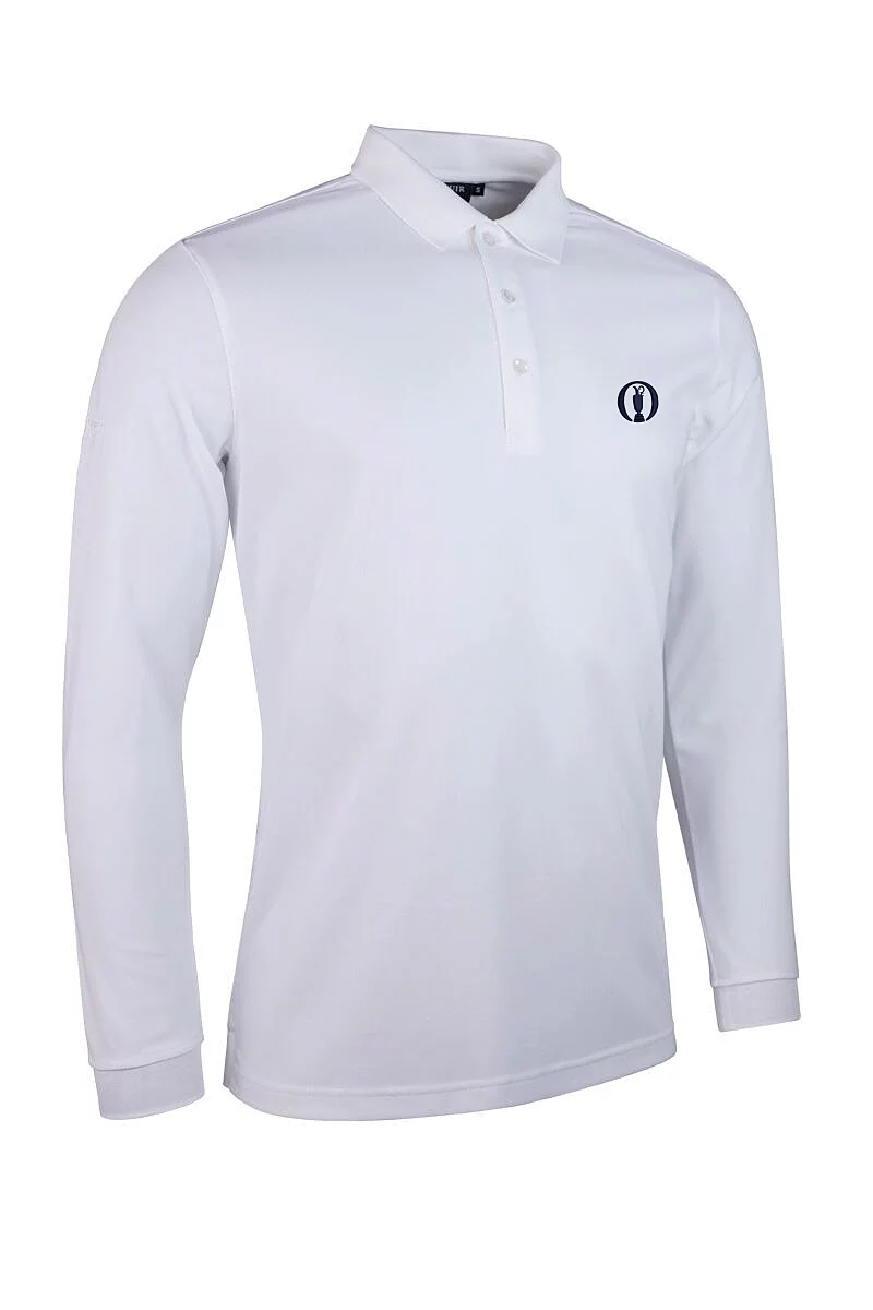 Official Ryder Cup 2027 Mens Long Sleeve Performance Pique Golf Polo Shirt White S
