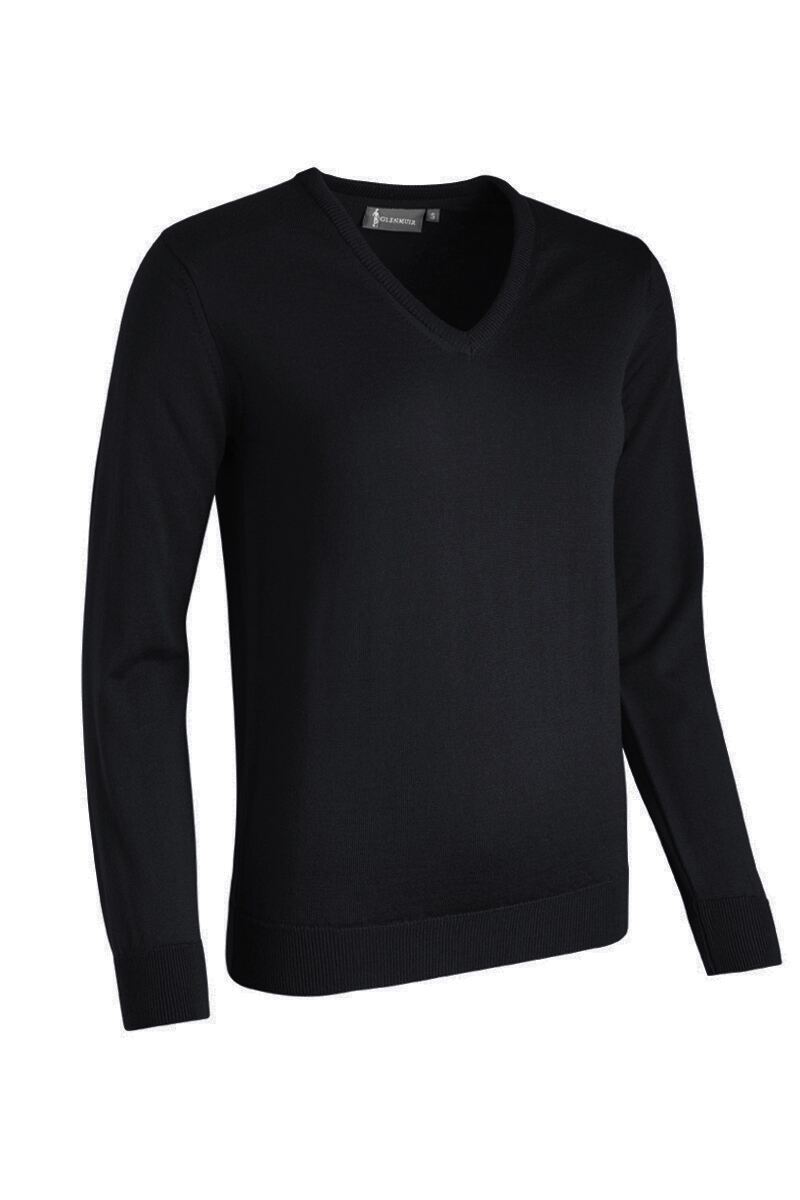 Ladies V Neck Merino Wool Golf Sweater Black M