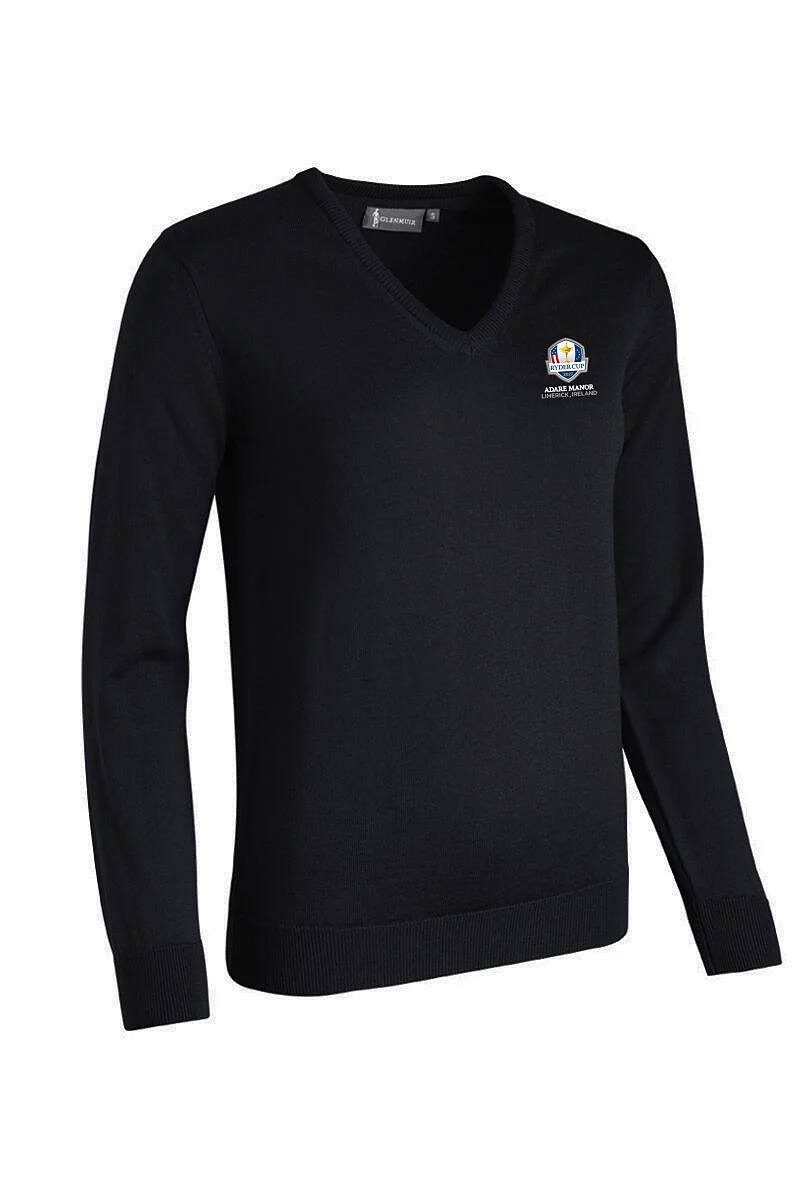Official Ryder Cup 2027 Ladies V Neck Merino Wool Lightweight Golf Sweater Black M