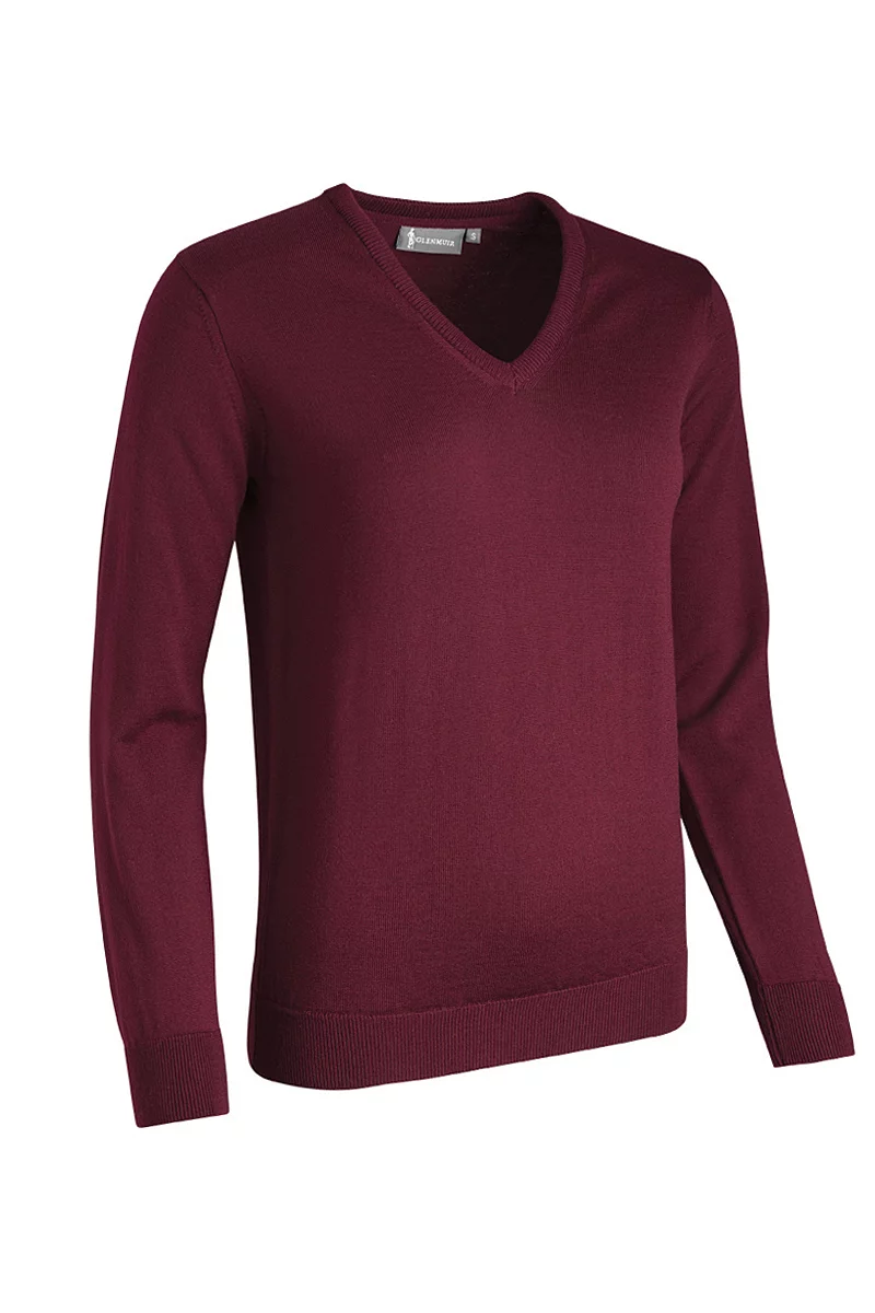 Ladies V Neck Merino Wool Golf Sweater Sale Bordeaux XXL