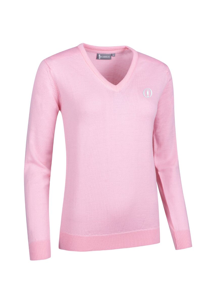 The Open Ladies V Neck Merino Wool Lightweight Golf Sweater