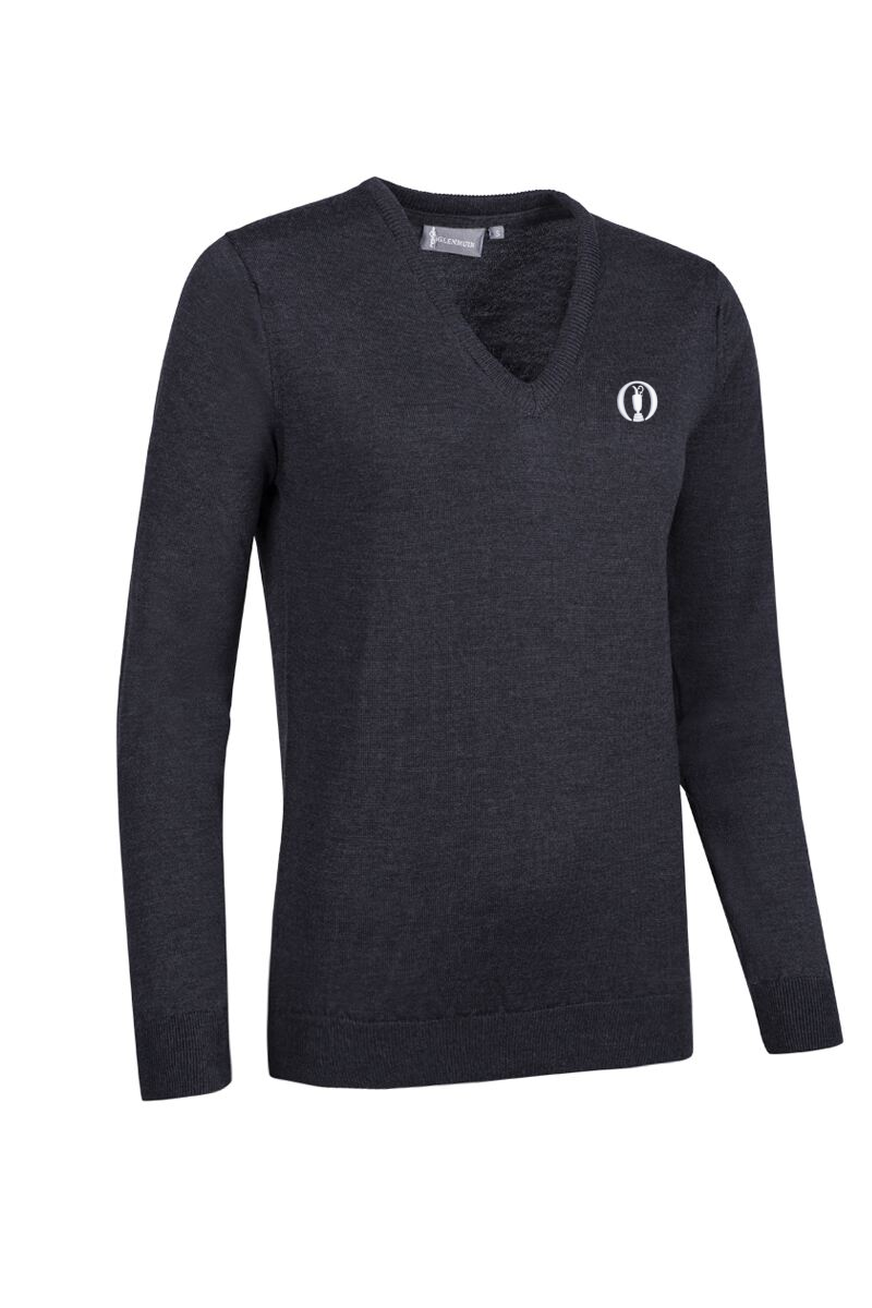 The Open Ladies V Neck Merino Wool Lightweight Golf Sweater