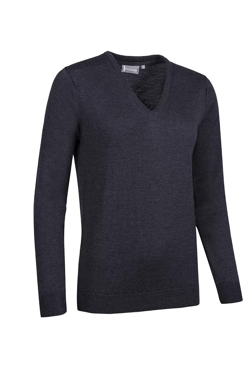 Official Ryder Cup 2027 Ladies V Neck Merino Wool Lightweight Golf Sweater Charcoal Marl XS