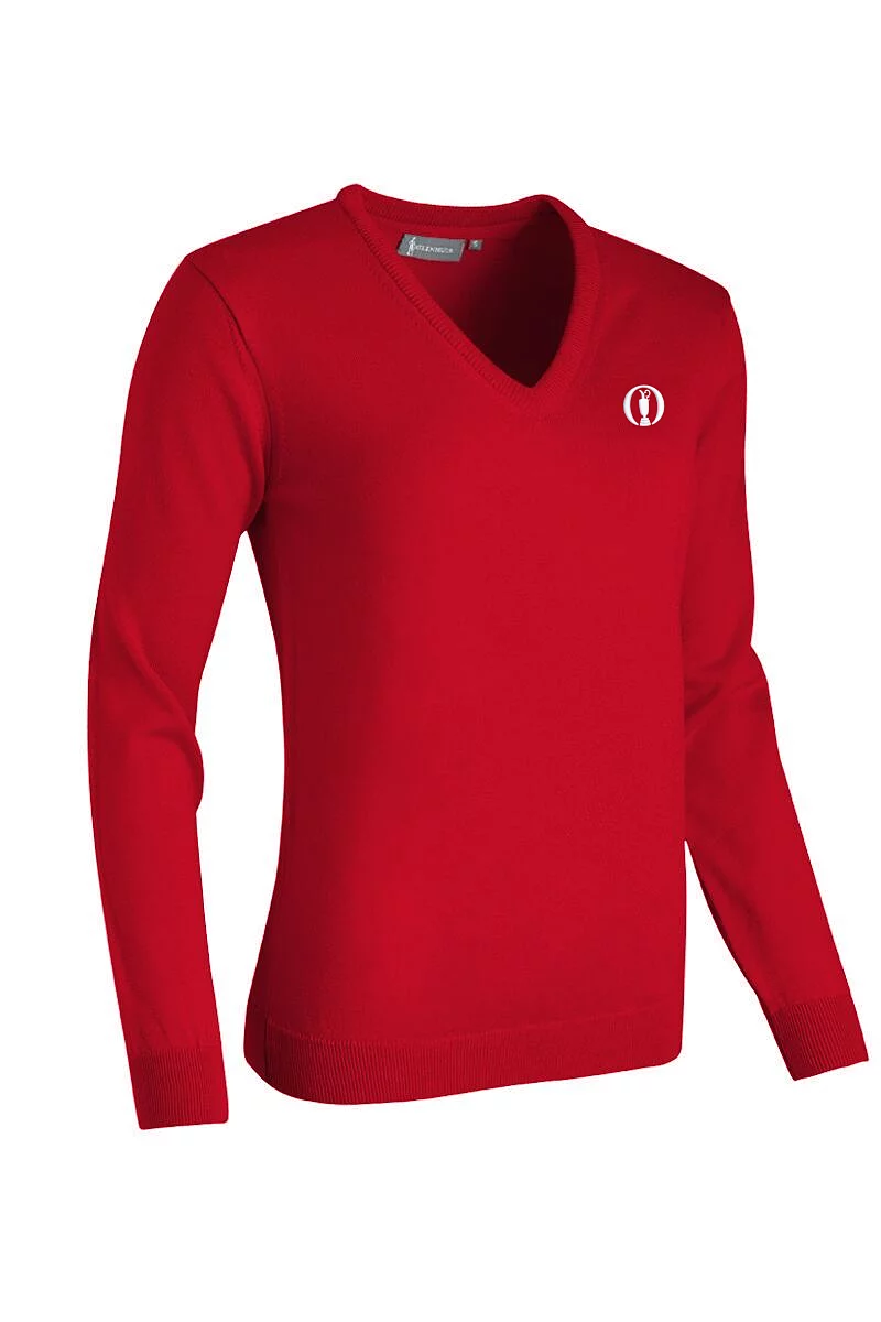 Official Ryder Cup 2027 Ladies V Neck Merino Wool Lightweight Golf Sweater Garnet XXL
