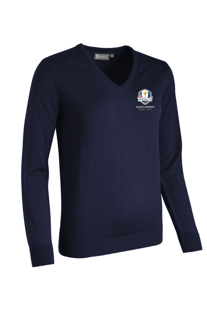Official Ryder Cup 2025 Ladies V Neck Merino Wool Golf Sweater Navy L