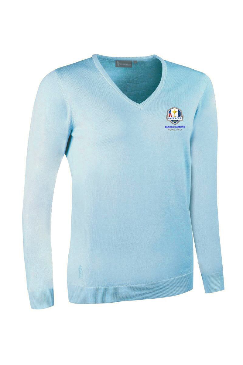 Glenmuir Ladies V Neck Merino Wool Golf Sweater Paradise Marl L Women