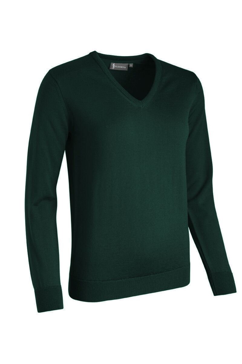 Ladies V Neck Merino Wool Golf Sweater Tartan Green XXL