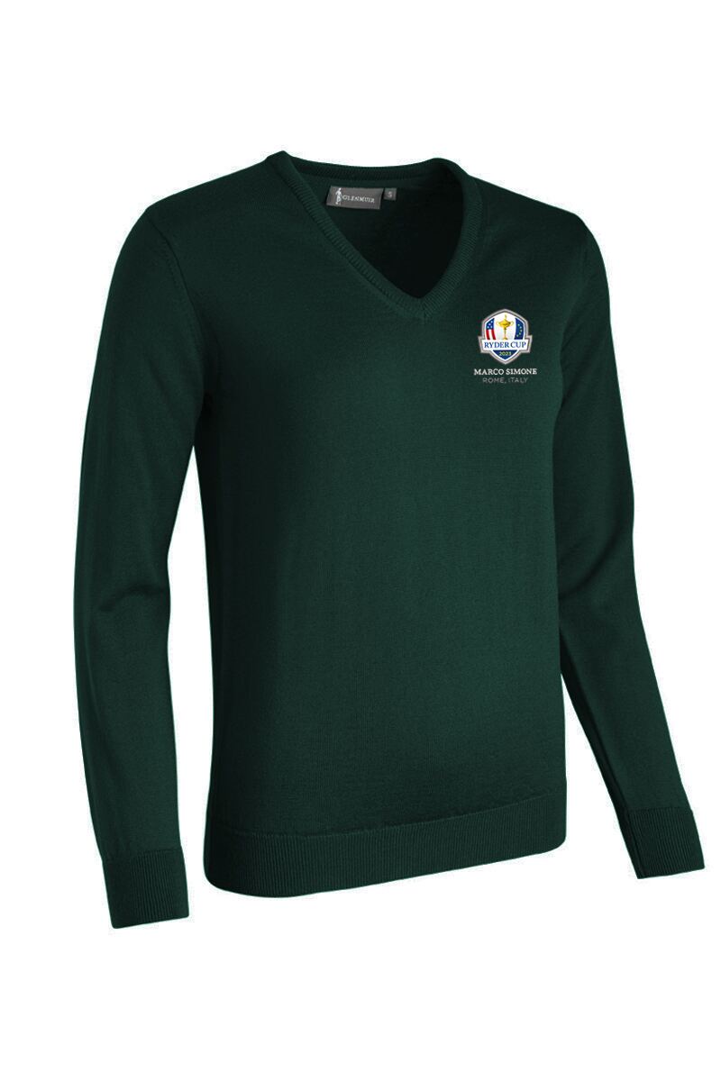 Official Ryder Cup 2025 Ladies V Neck Merino Wool Golf Sweater Tartan Green XXL