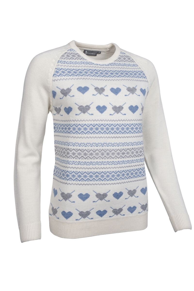 Ladies Fairisle Heart Merino Christmas Golf Sweater