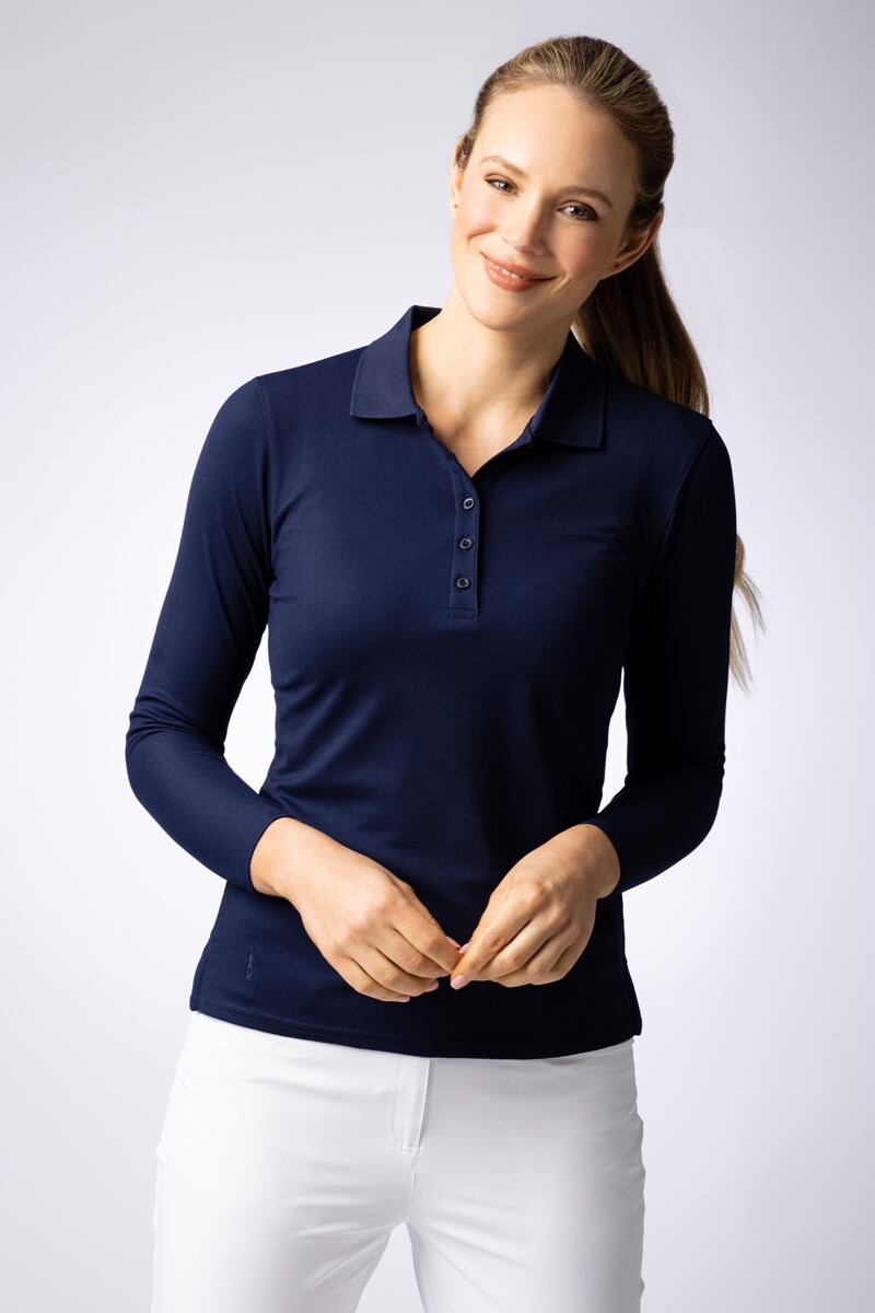 g.MISHA Ladies Long Sleeve Performance Pique Golf Polo Shirt