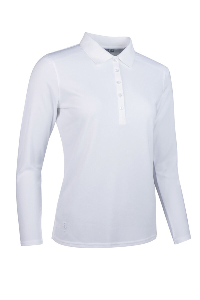 Ladies Long Sleeve Performance Pique Golf Polo Shirt White L