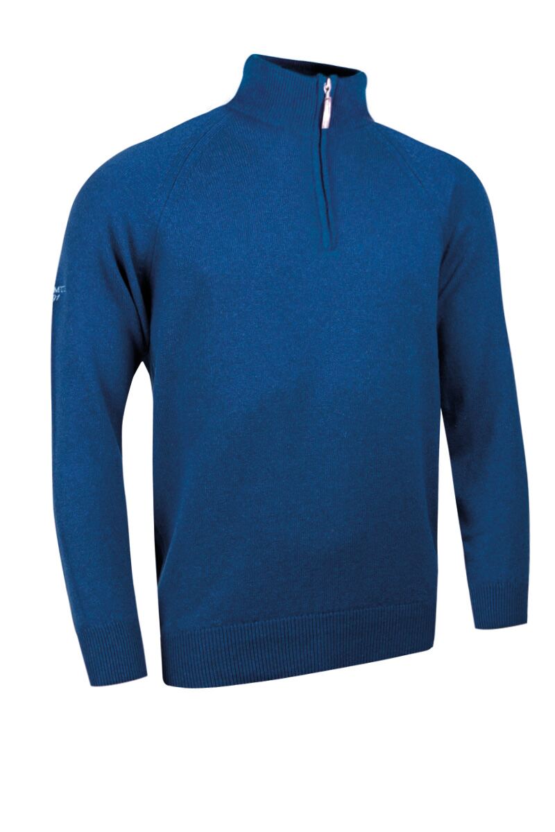 Mens Zip Lambswool Blend Golf Sweater