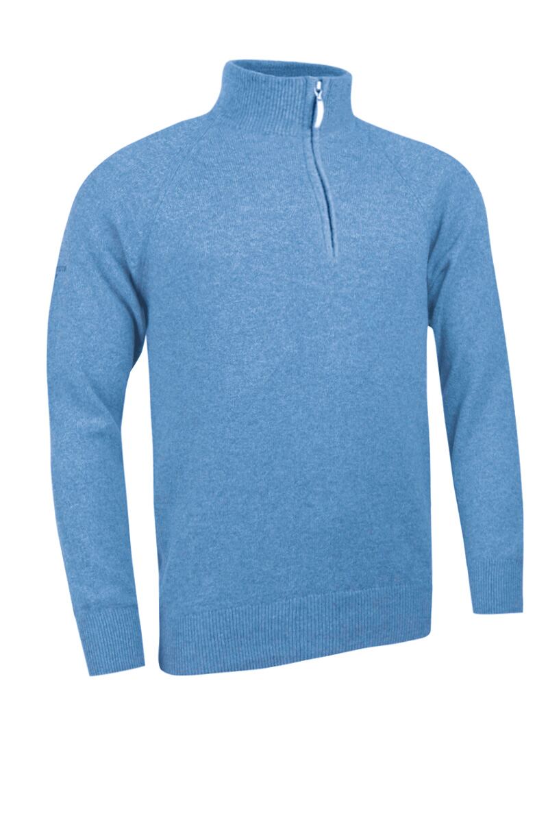 Mens Zip Lambswool Blend Golf Sweater