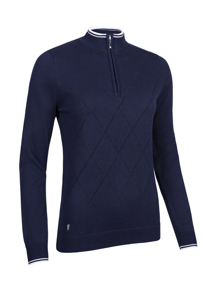 MOLLY - Ladies Zip Neck Cotton Golf Jumper