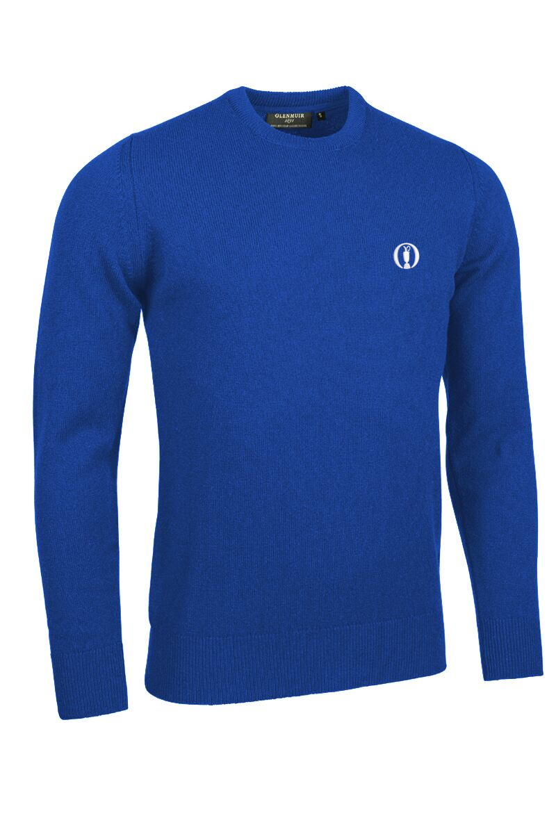 The Open Mens Crew Neck Lambswool Golf Sweater Ascot Blue L