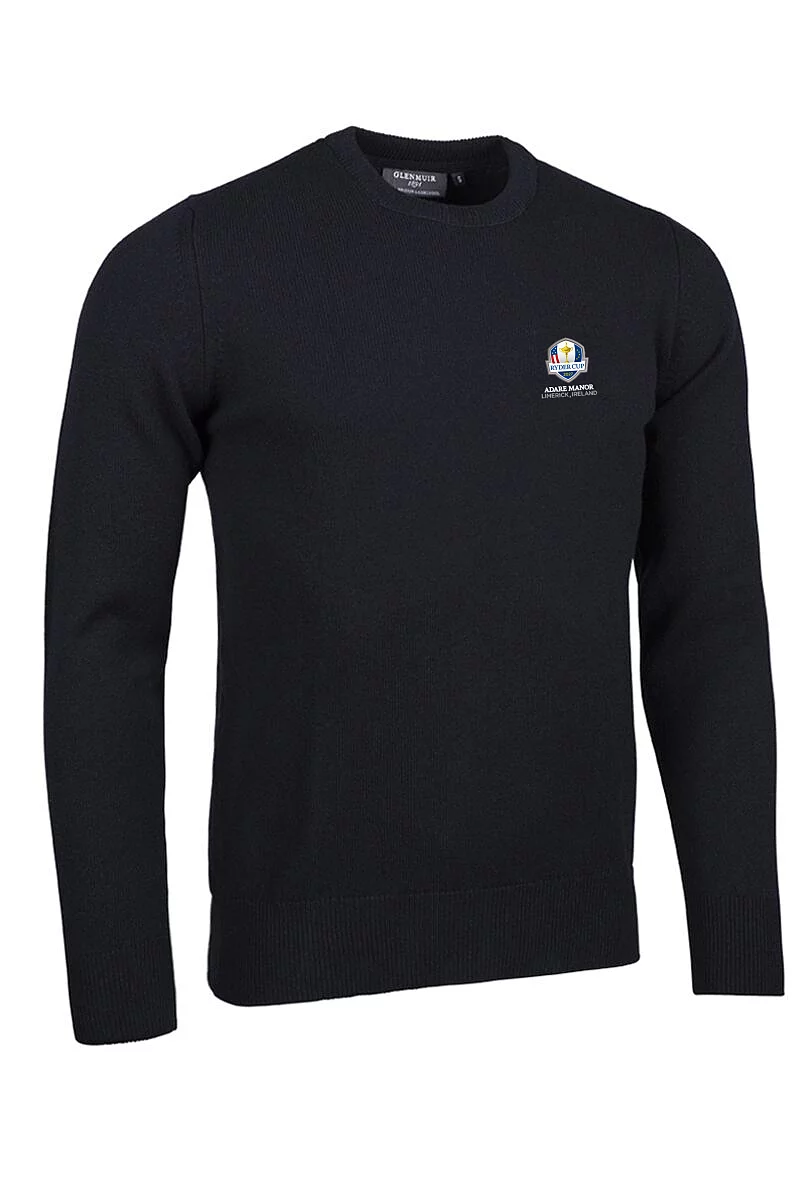 Official Ryder Cup 2027 Mens Crew Neck Lambswool Midweight Golf Sweater Black XL