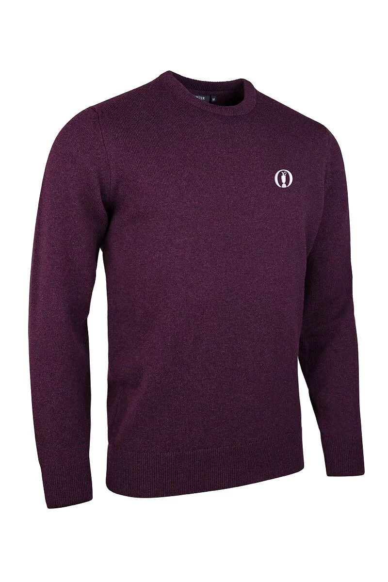 The Open Mens Crew Neck Lambswool Midweight Golf Sweater Blackgrape S