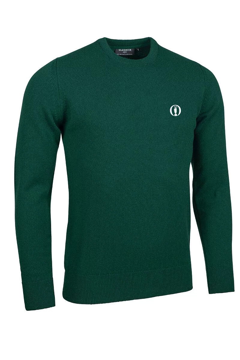 The Open Mens Crew Neck Lambswool Midweight Golf Sweater Bottle S