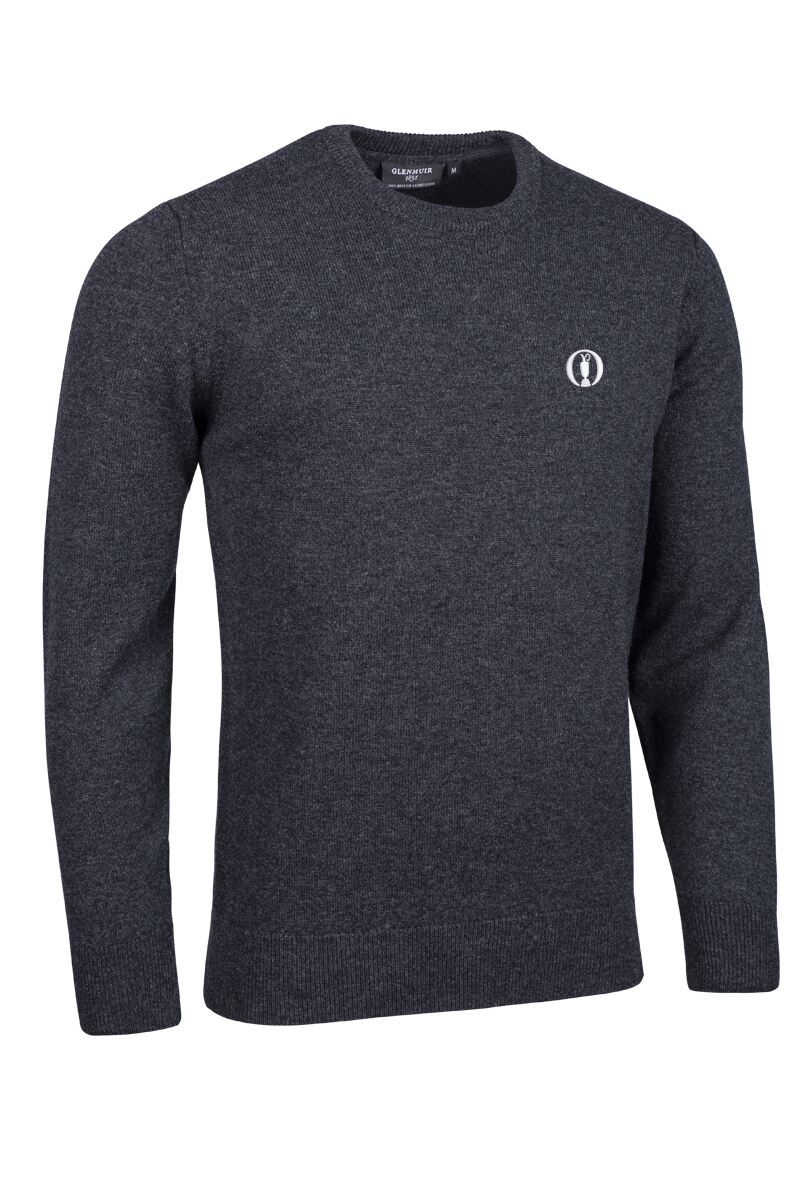 The Open Mens Crew Neck Lambswool Golf Sweater Charcoal Marl M