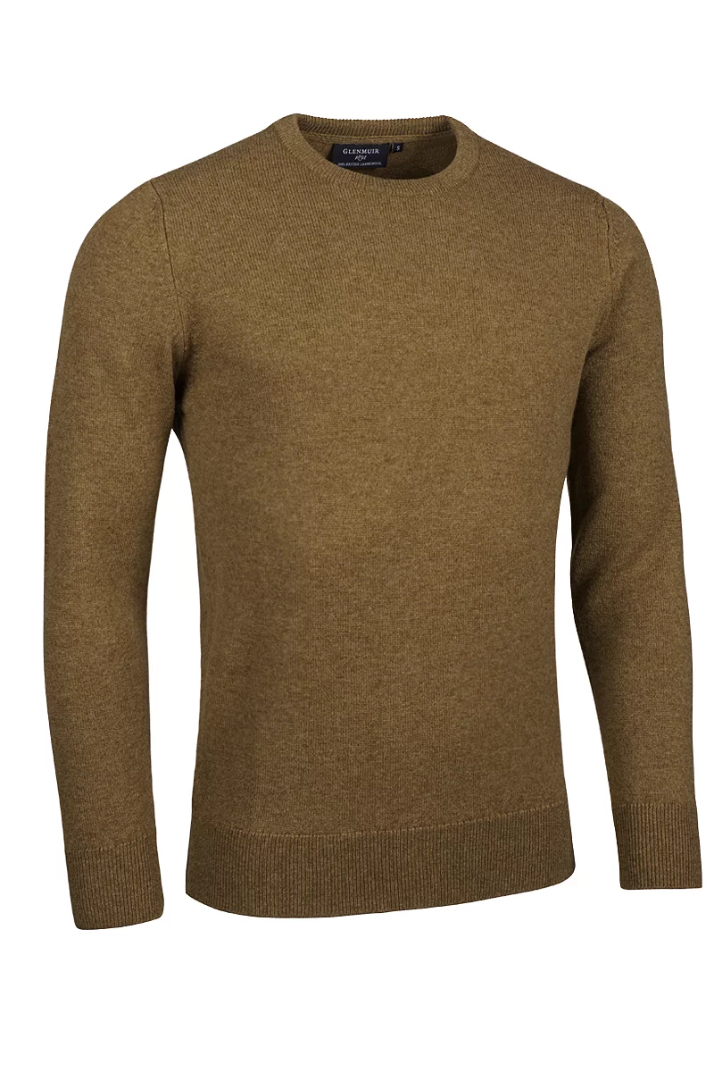 Mens Crew Neck Lambswool Midweight Golf Sweater Driftwood Marl XXL