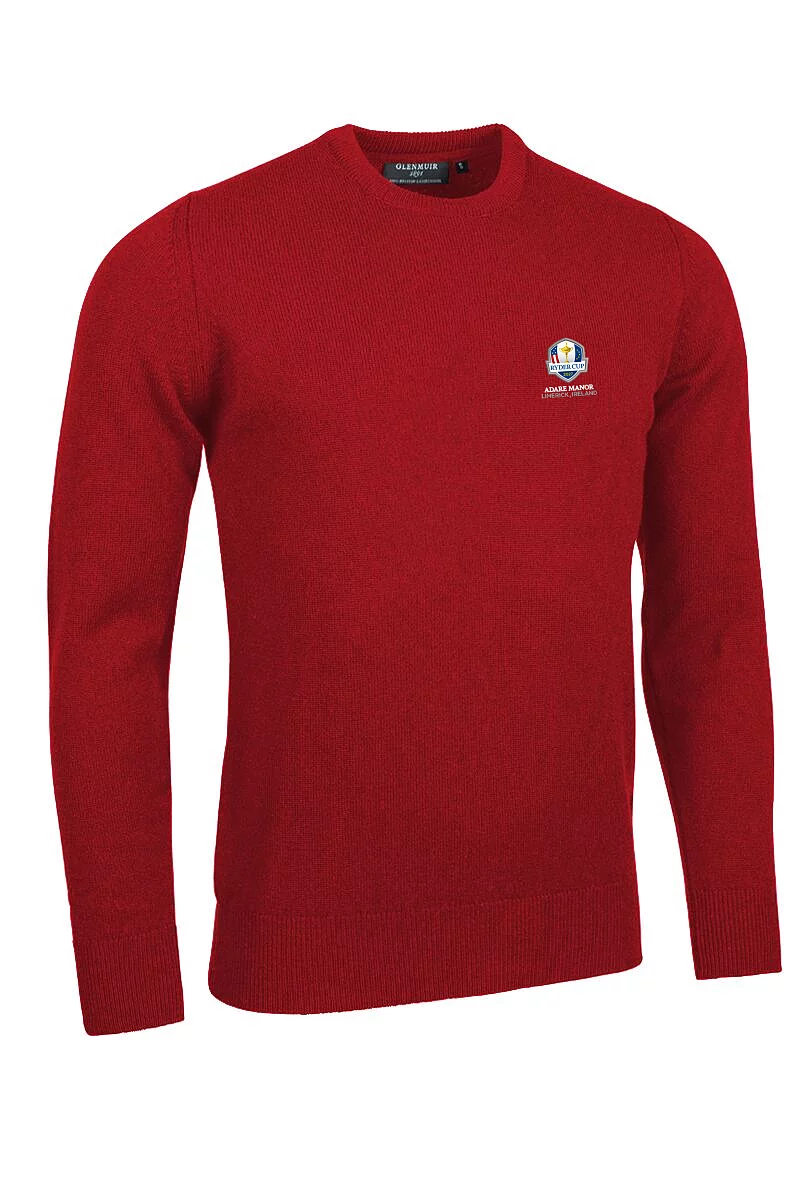 Official Ryder Cup 2027 Mens Crew Neck Lambswool Midweight Golf Sweater Garnet XL
