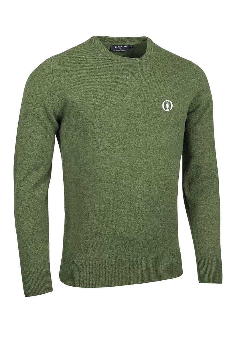 The Open Mens Crew Neck Lambswool Midweight Golf Sweater Landscape Marl S