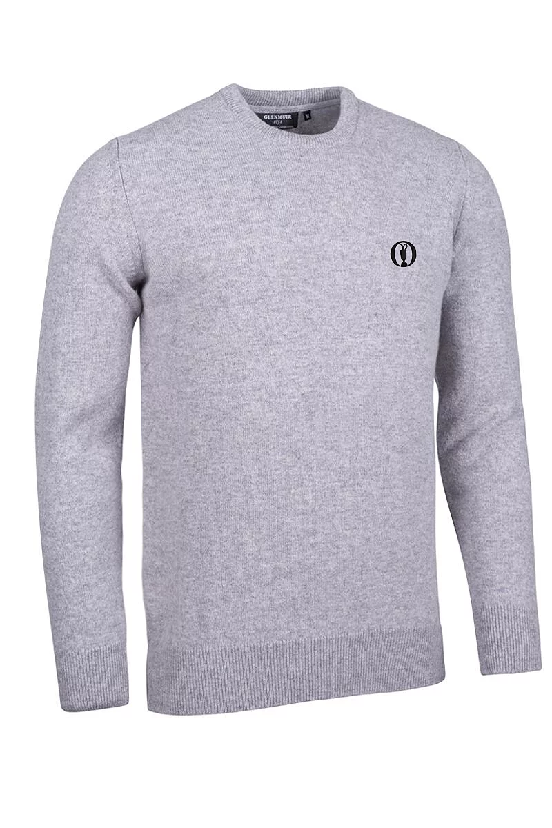 Official Ryder Cup 2027 Mens Crew Neck Lambswool Midweight Golf Sweater Light Grey Marl XXL