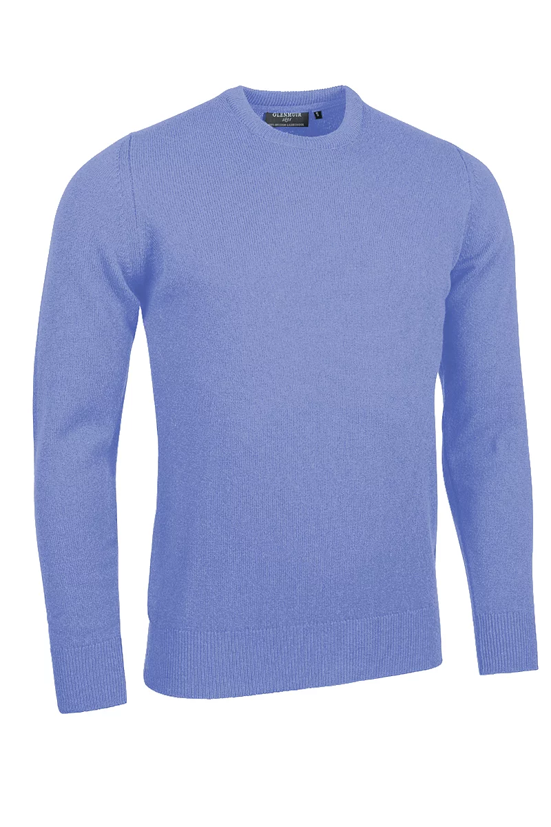 Official Ryder Cup 2027 Mens Crew Neck Lambswool Midweight Golf Sweater Light Blue XL