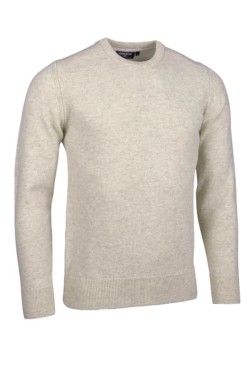 Official Ryder Cup 2027 Mens Crew Neck Lambswool Midweight Golf Sweater Linen Marl XXL