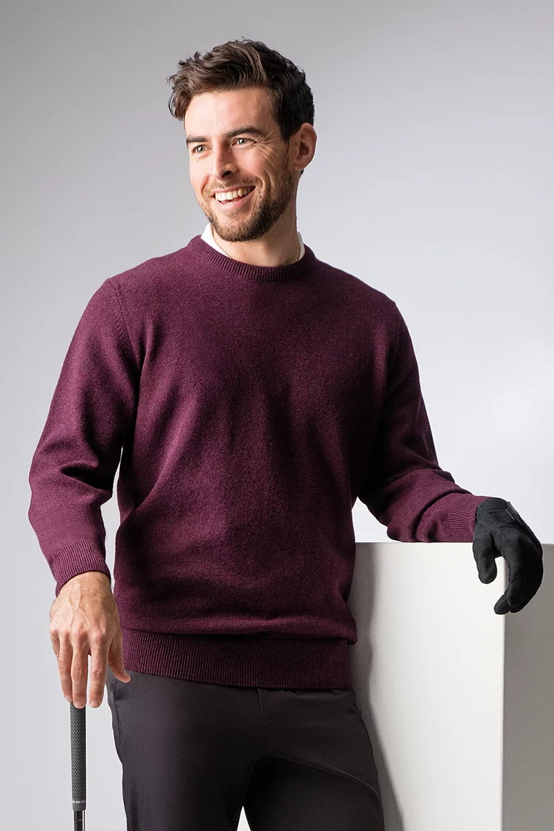 The Open Mens Crew Neck Lambswool Midweight Golf Sweater