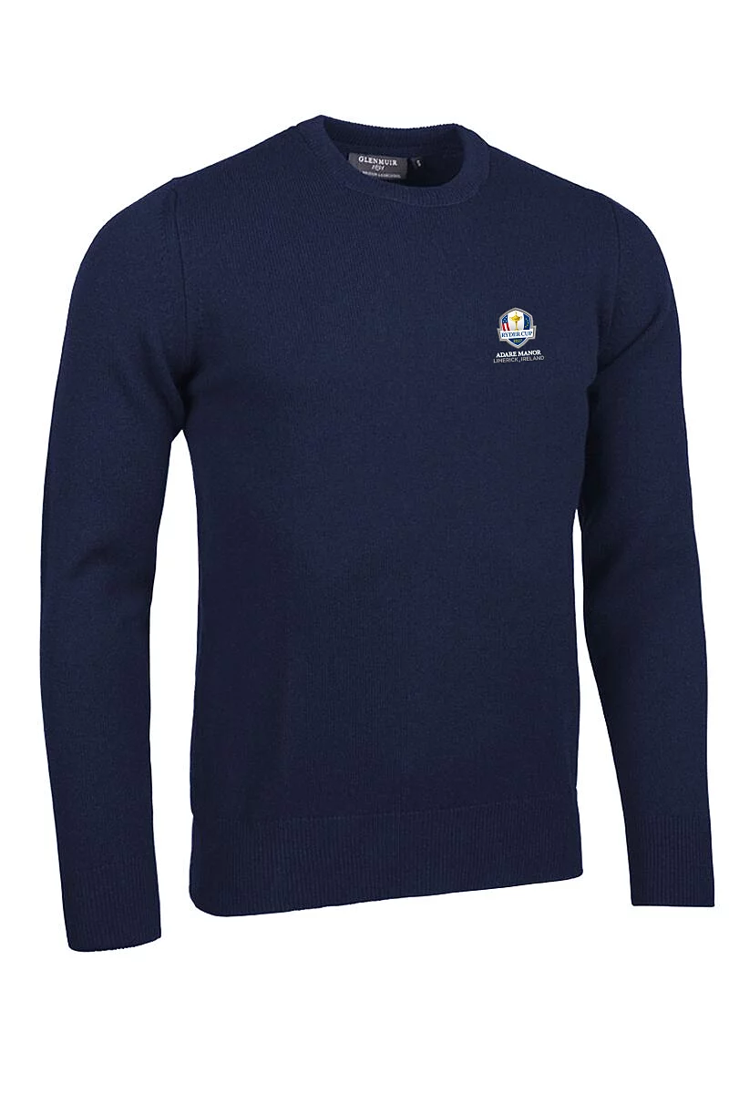 Official Ryder Cup 2027 Mens Crew Neck Lambswool Midweight Golf Sweater Navy L