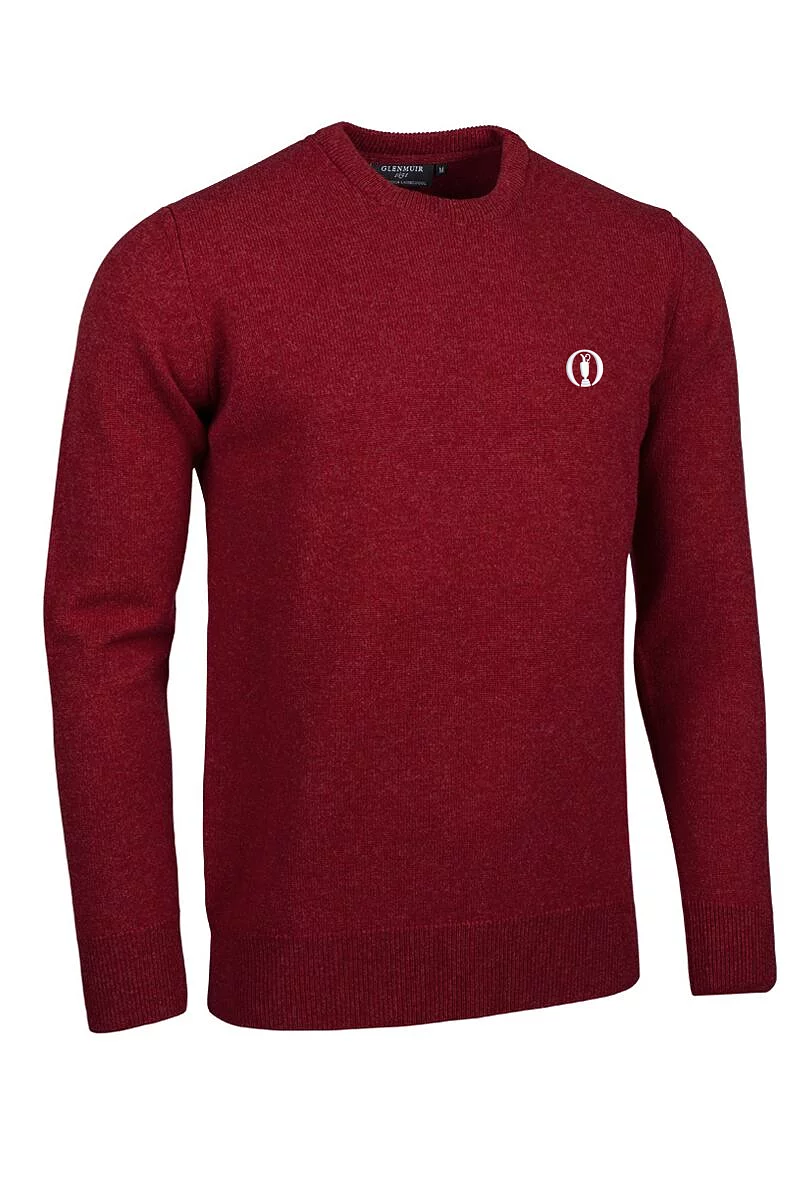 The Open Mens Crew Neck Lambswool Midweight Golf Sweater Poppy Melange M