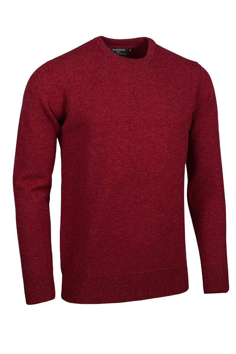 The Open Mens Crew Neck Lambswool Midweight Golf Sweater Poppy Melange S