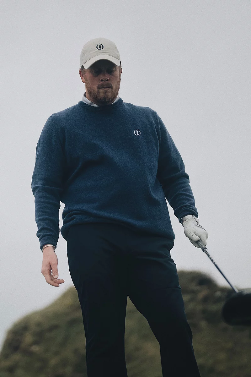 The Open Mens Crew Neck Lambswool Midweight Golf Sweater
