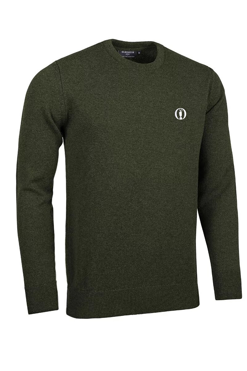 The Open Mens Crew Neck Lambswool Midweight Golf Sweater Seaweed Marl M