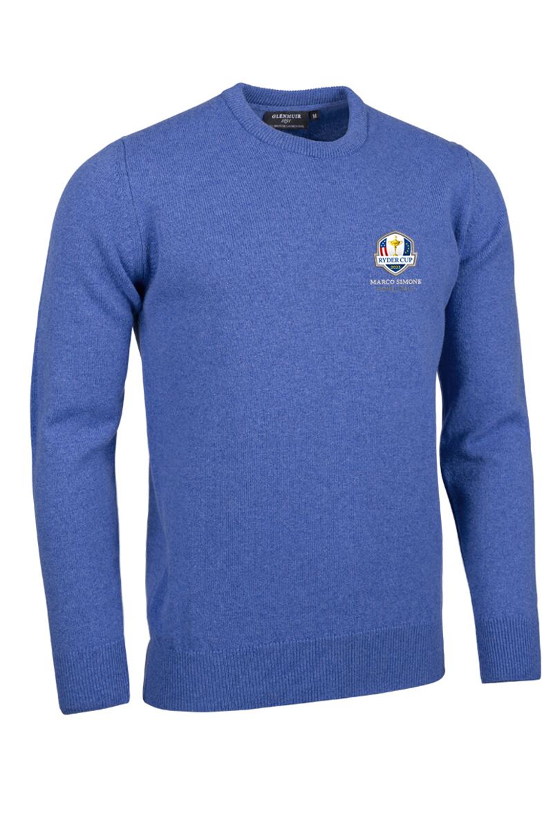 Official Ryder Cup 2025 Mens Crew Neck Lambswool Golf Sweater Tahiti Marl XXL