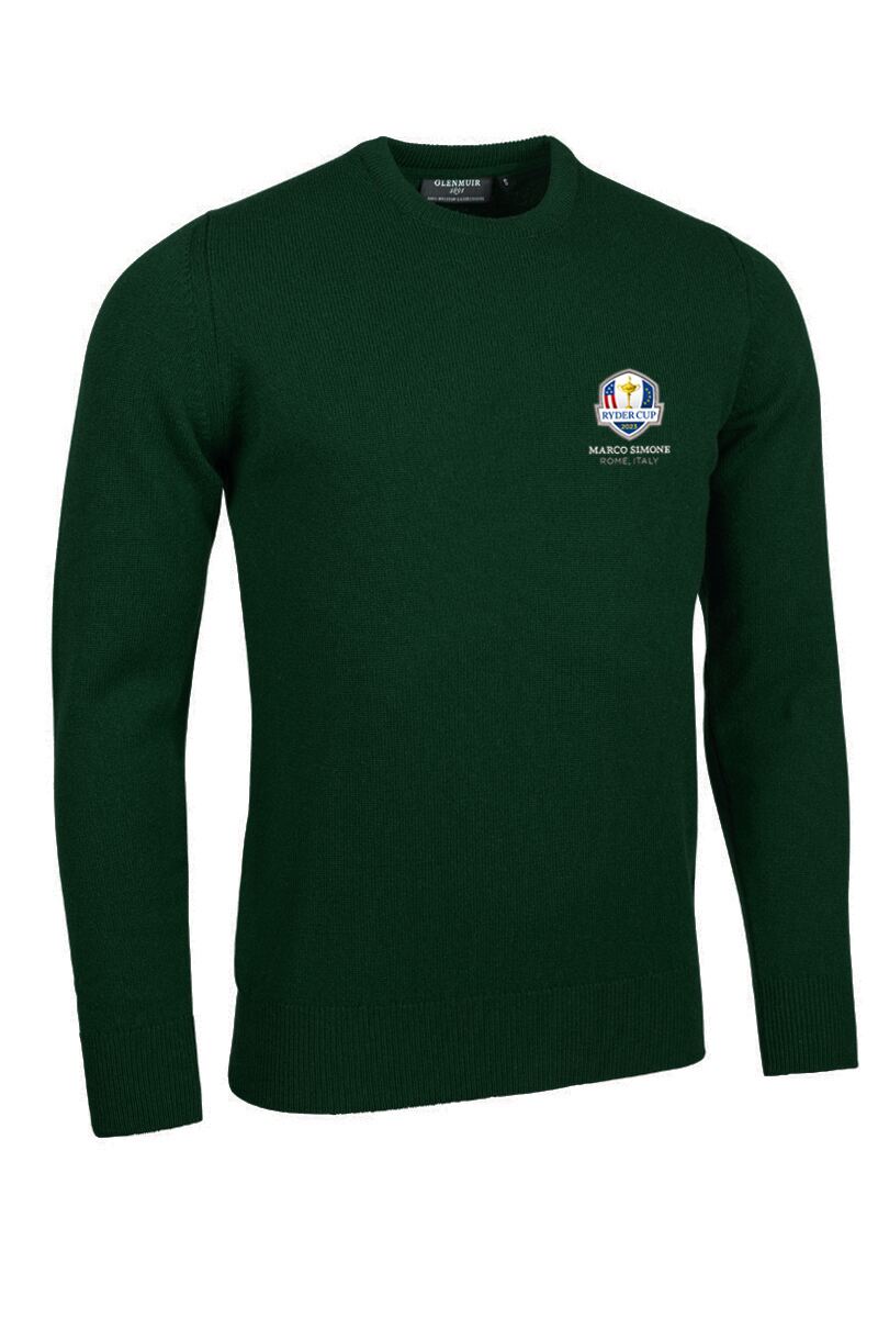 Official Ryder Cup 2025 Mens Crew Neck Lambswool Golf Sweater Tartan Green XXL
